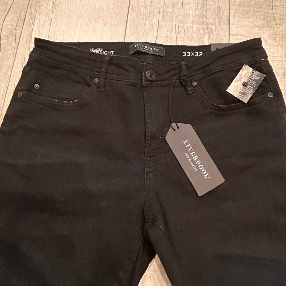 NWT Liverpool Size 33 Men's Black Slim Straight Jeans - Picture 2 of 7
